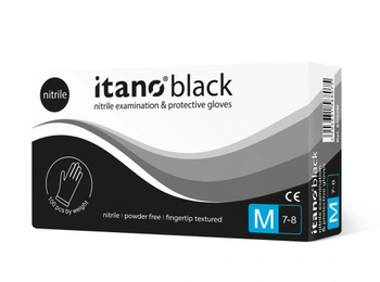 Itano Nero Guanti in nitrile senza polvere M 100 pz Nero