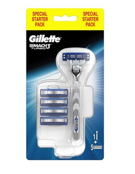 Gillette Mach 3 Turbo Rasierer + 5 Rasiereinsätze