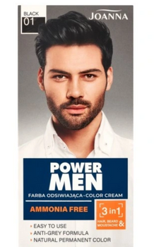 Joanna Power Men 3in1 Hair, Beard and Mustache dye 01 Black 30 g