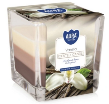 Bispol Lumânare parfumată în sticlă tricoloră 170 g Vanilie