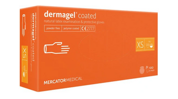 Mercator Dermagel Coated Disposable latex gloves XS 100 pcs. White