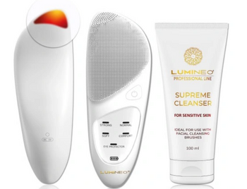 Lumineo SONIC Perie albă pentru față + Gel pentru piele sensibilă