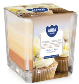 Bispol Duftkerze im Glas dreifarbig 170 g Vanillekuchen