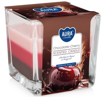 Bispol Scented candle in glass tricolor 170 g Chocolate Cherry