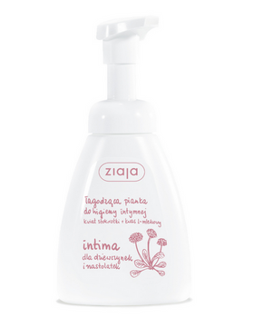 Ziaja Intima Schiuma lenitiva per ragazze e adolescenti per l&#39;igiene intima, fiore di margherita + acido L-lattico 250ml