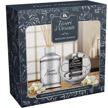 Tesori d'Oriente Muschio Bianco Geschenkset Duftstäbchen und Kerze