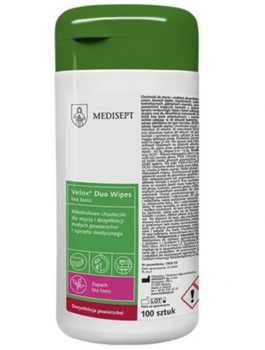 Velox Duo Wipes Tea Tonic Can - Wipes for surface disinfection 100 pcs. Medisept
