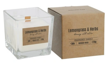 Bispol Scented candle in glass with wooden wick Lemongrass - Herbs