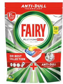 Fairy Platinium Plus Lemon Capsule de spălat vase 38 buc
