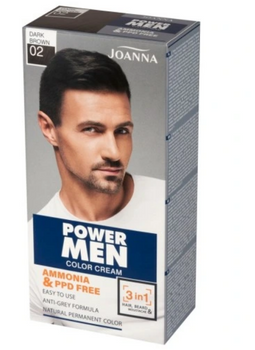 Joanna Power Men 3w1 Farba do włosów, brody i wąsów 02 Dark Brown 30 g