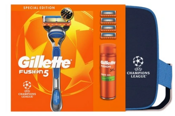Gillette Herrenkosmetik Set Gillette Fusion5 Rasierer+4 Ersatzpatronen+Rasiergel+Style Kosmetiktasche