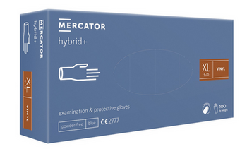 Mercator Hybrid+ Disposable Vinyl Nitrile Powder Free Gloves XL 100 Pieces Blue