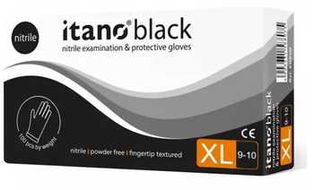 Itano Black Guanti in nitrile senza polvere XL 100 pz Nero