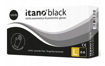 Itano Nero Guanti in nitrile senza polvere L 100 pz Nero