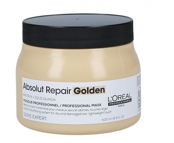 Loreal Absolut Repair Golden Protein + Quinoa Golden Mask per capelli sottili danneggiati 500ml