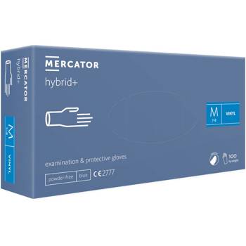 Mercator Hybrid+ Guanti monouso in vinil-nitrile senza polvere M 100 pezzi Blu