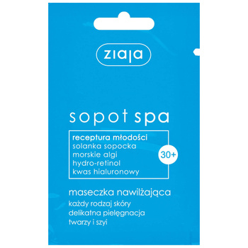 Ziaja Sopot Spa Maschera idratante per tutti i tipi di pelle, cura delicata per viso e collo, 7 ml