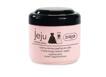 Scrub de corp cu zahăr negru Ziaja Jeju cu o notă de mango, nucă de cocos și papaya 200 ml